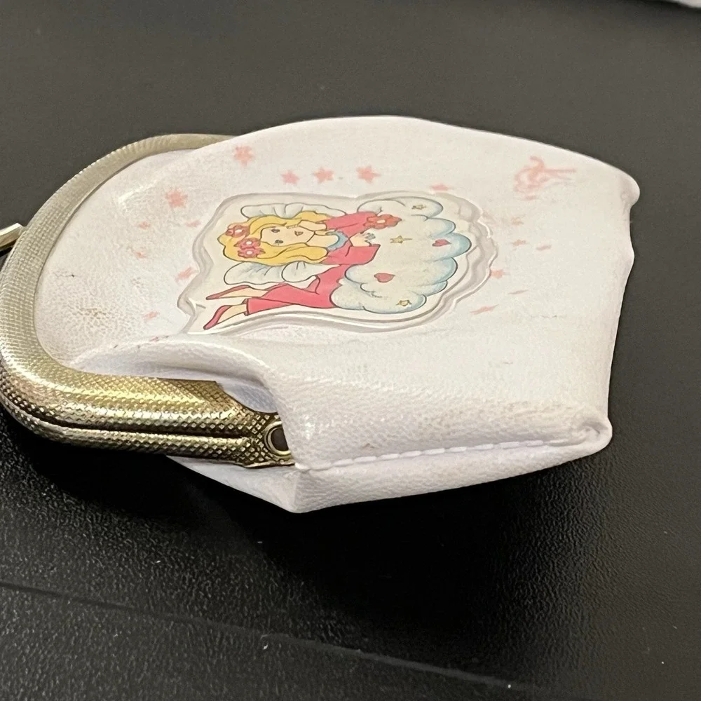 RARE Fairy Coin Purse White Kiss-Lock Clasp Vinyl Angel Girls Kids Child's T VTG
